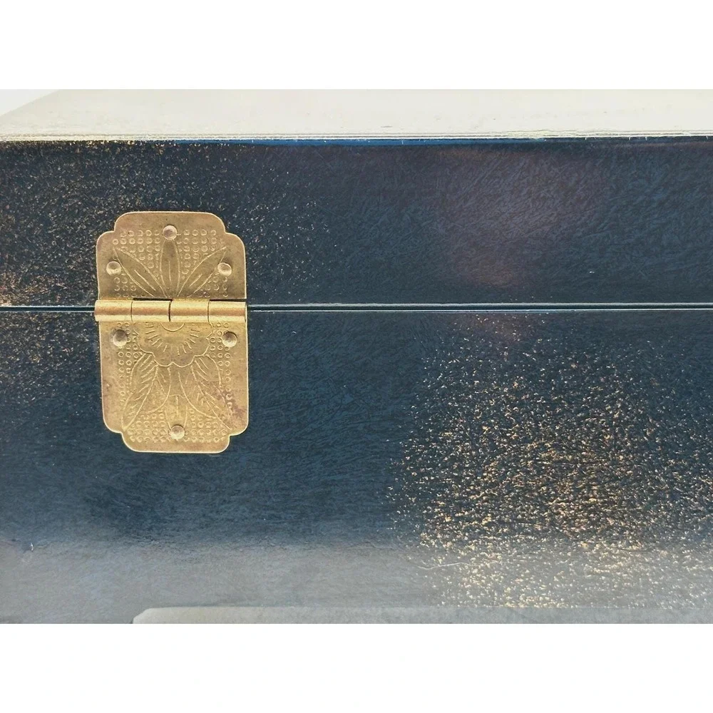 Vintage 1988 R.H. Macy Wooden Jewelry Box with Brass Latch & Footed Base